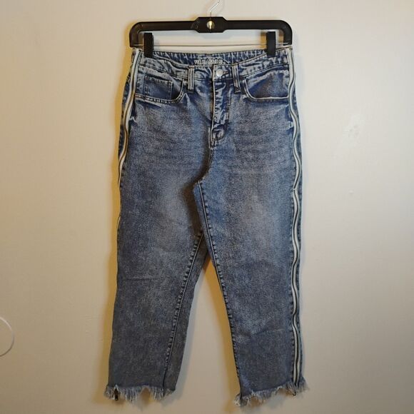 Side Zipper Jeans  Cut Off Fringe Hippie Hipster Boho Women's Size 4 - Picture 3 of 10